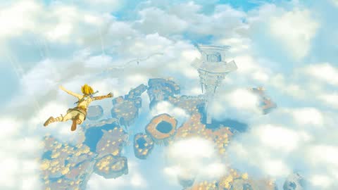 The Legend of Zelda: Tears of the Kingdom: Link skydiving above the clouds